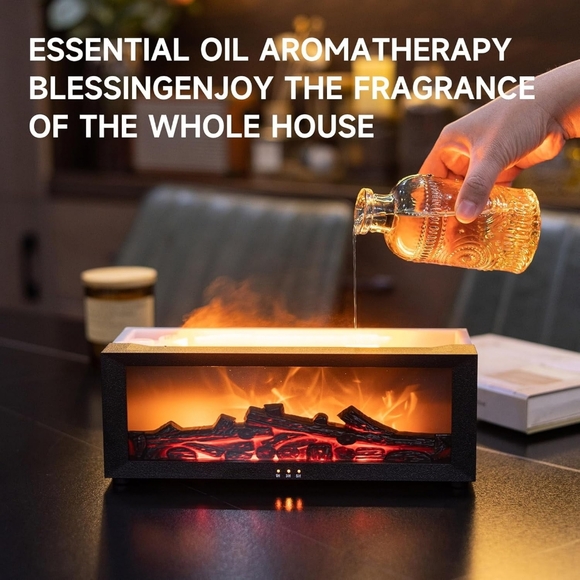Colorful Flame Fireplace Aroma Diffuser 7 Color Modes Essential Oil Humidifer - Picture 4 of 11